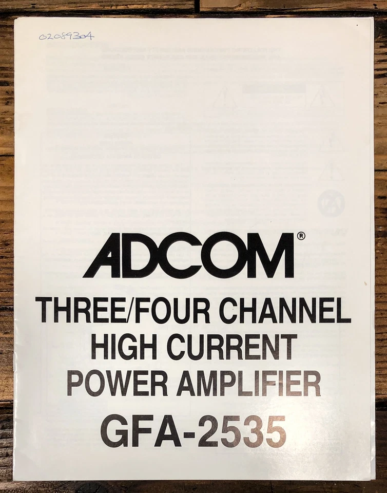 Adcom GFA-2535 Amplifier Owners / User Manual *Original* - Image 1 of 1