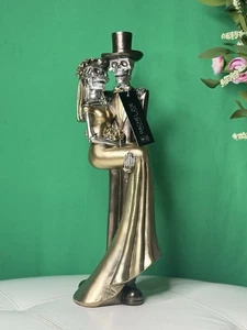 Rachel Zoe 20”Gold Skeleton Bride & Groom Figurine – Halloween Wedding Decor - Picture 1 of 7