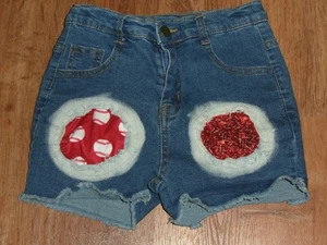 Girls Size 3XL (Fits about girls Size 8) Jean Shorts with a Little Decor 812 - Picture 1 of 8