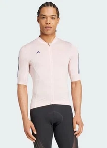 Men's $110 Adidas Full Zip Pink Cycling Jersey Shirt IW1575 Size L - Picture 1 of 7