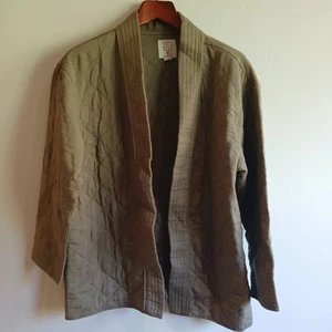 Billabong Diamond Quilted Open Front Kimono Jacket Size Medium Khaki Green - Bild 1 von 9