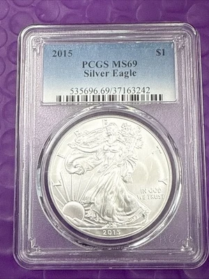 ❤️2015 $1 American Silver Eagle PCGS MS69 ~ NICE COIN (3049) - Image 1 of 3