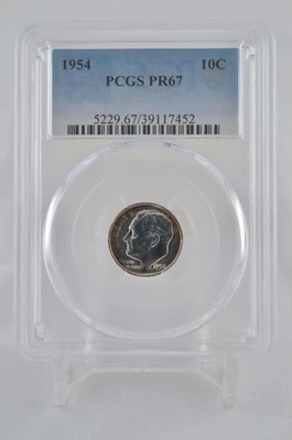 PR67 1954 PCGS GRADED PROOF SILVER ROOSEVELT DIME RARE UNCIRCULATED COIN - Image 1 of 4