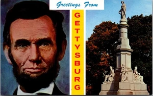 Grüße von Gettysburg Soldaten National Monument Abraham Lincoln Postkarte - Bild 1 von 2