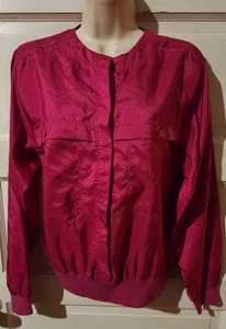 Josephine Medium Fuchsia Long Sleeve Button Up Silk Jacket - Picture 1 of 2