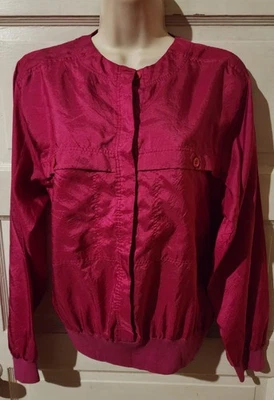 Josephine Medium Fuchsia Long Sleeve Button Up Silk Jacket - Image 1 of 2