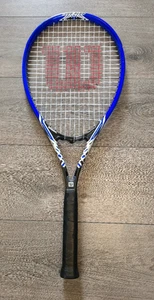 Wilson Tour Slam Tennis Racket L3 4 3/8” Stop Shock Pads Power Strings Blue - Picture 1 of 13