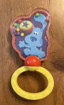 VTG Baby Rattle Blue’s Clues Toy Dog Puppy Child Newborn Handle Swivels Clicks - Image 1 of 4