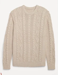 Old Navy NWT Cozy Cable-Knit Cotton Sweater Small Fisherman Wishbone Beige - Picture 1 of 5