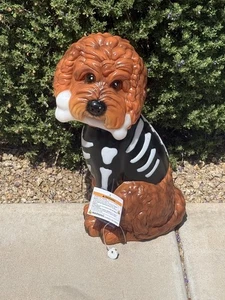 Halloween Blow Mold Skeleton Doodle Poodle Bone Skelly Dog Statue 2025 - Picture 1 of 5