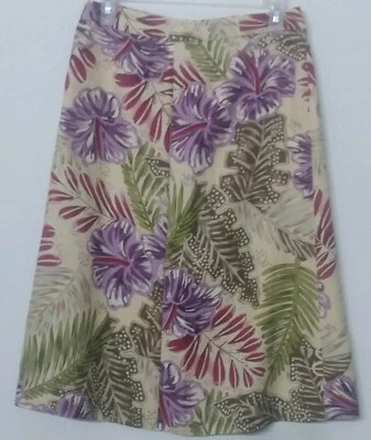 Tommy Bahama Mujer Floral Multicolor 100% Seda Tropical Hawaiana Falda Talla 4 Usada en Excelente Condición Foto 1 de 4