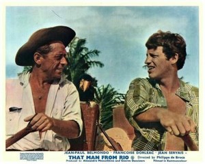 That Man From Rio Original Lobby Card Jean Servais Jean Paul Belmondo open shirt
