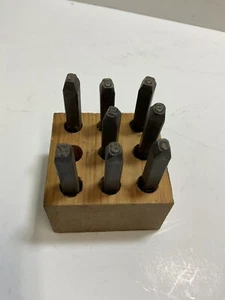 Vintage Posten von 8 Metall Zahlen Stempel 1-3 & 5-0 fehlen 4 gebrauchte ToolShopCom - Bild 1 von 9