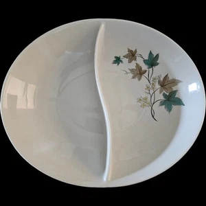 Syracuse China Carefree Woodbine Oval Divided Serving Bowl NO Chips or Crazing - Picture 1 of 3
