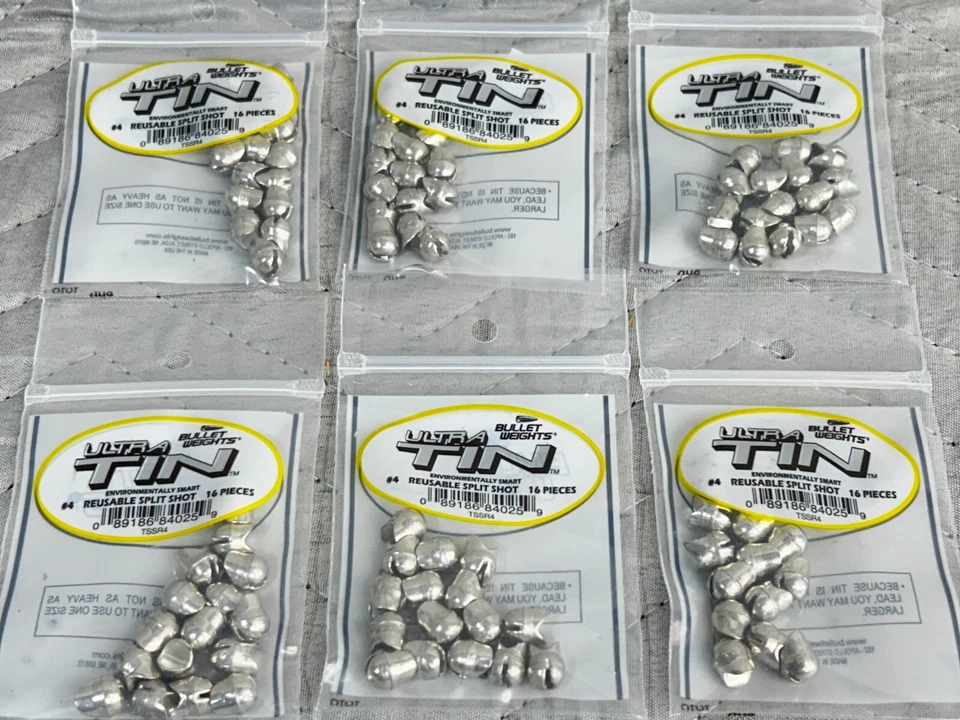 Paquete de 6 TSSR4 Ultra TIN #4 reutilizables Split Shot paquete de 16 por paquete Foto 1 de 2