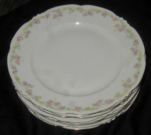 8 OLD HABSBURG CHINA LUNCHEON PLATES, GARLAND ROSE PATTERN, NICE - Picture 1 of 4