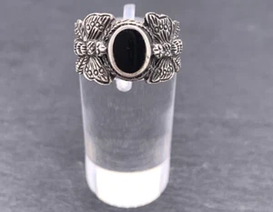 Anillo De Plata 925 Con Placa De Ónix, Diseño, Talla 55, Mariposa - Imagen 1 de 2