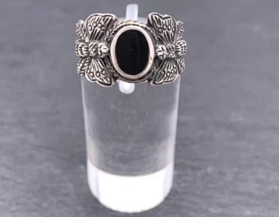 Anillo De Plata 925 Con Placa De Ónix, Diseño, Talla 55, Mariposa - Imagen 1 de 2