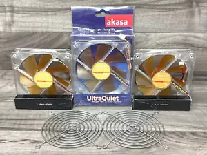 3 x Akasa AK-183-L2B 120x25mm 12cm Ultra Quiet Amber 3-Pin Gehäuselüfter 12V 18dB - Bild 1 von 7