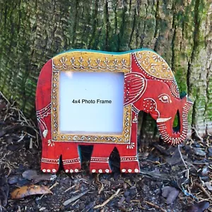 Cornice portafoto 4x4 boho rustica in legno giungla elefante asilo nido da appendere - Foto 1 di 6