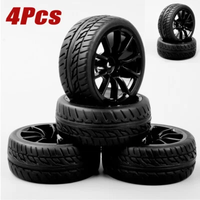 4Pcs 1:10 RC Drift Tires & Wheels 12mm Hex For HSP HPI On-Road Racing Car Model  - Image 1 of 4
