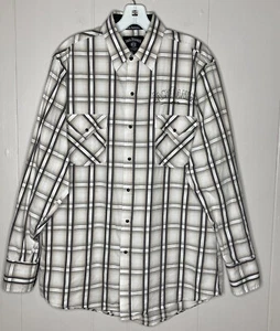 JACK DANIELS Shirt Mens M Black White Plaid Long Sleeve Western Pearl Snap READR - Picture 1 of 9
