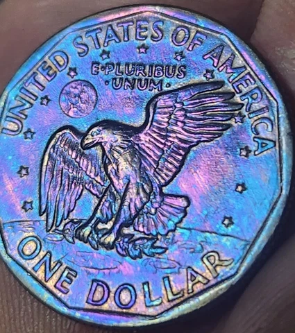 1979 RAINBOW TONED Susan B Anthony Dollar US Coin Proof Like Super Purple Orange Cover
