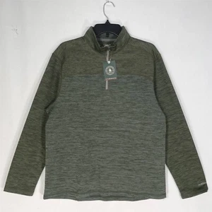 G.H. Bass Active Top Mens Medium Textured Long-Sleeve 1/4-Zip Mock Neck Green - Picture 1 of 11