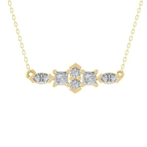 14k Yellow Gold Lab Grown Diamond Fashion Pendant Necklace 18" Silver Chain - Picture 1 of 5