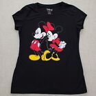 Disney Girls T-shirt Graphic Micky & Minnie Cap Sleeve Boat Neck Black XL 15-17