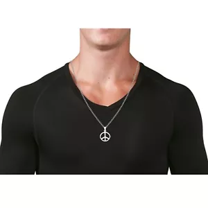 Collar colgante de plata de ley brillante signo de la paz 29 mm - Imagen 1 de 4