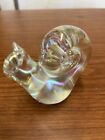 Studio Art Glass Iridescent Clear Snail Paperweight Figurine