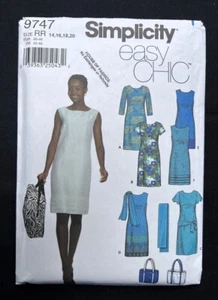 Simplicity 9747 Misses Dress, Bag, Scarf -Easy Chic 2001 Pattern 6-8-10-12 Uncut - Picture 1 of 2