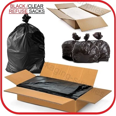 EXTRA STRONG BIN LINERS BAGS 140G 160G 200G RUBBISH WASTE REFUSE SACKS UK - Image 1 of 4