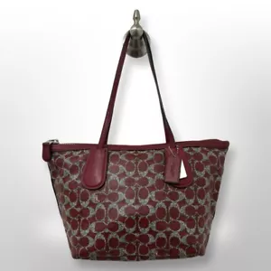 Coach Taxi Signature Red Coated Canvas Top Handles Tote With Matching Wallet - Picture 1 of 11