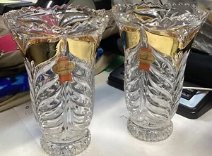 Anna Hutte Bleikristall 24% lead crystal vase with gold accents - Picture 1 of 1