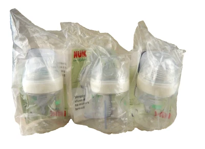 ✨ Novo 3 Nuk 5 Oz Newborn Anti Colic Comfort Slow Flow 0+ Wide Neck Baby Bottles - Imagem 1 de 2