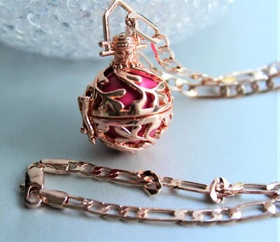 Engelsrufer Engel Rufer Käfig Bola Klangkugel Türkis & Pink Kette Rosegold - Bild 1 von 4