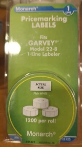 Monarch 1 Line Pricemarking Labels 3 Roll White Fit Garvey 22-8 1200/roll 925125 - Picture 1 of 3
