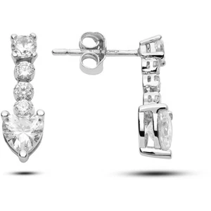 Pendientes Colgantes Corazones Zirconios Oro Blanco 18 Kt Ambrosia AOZ 413 - Bild 1 von 3
