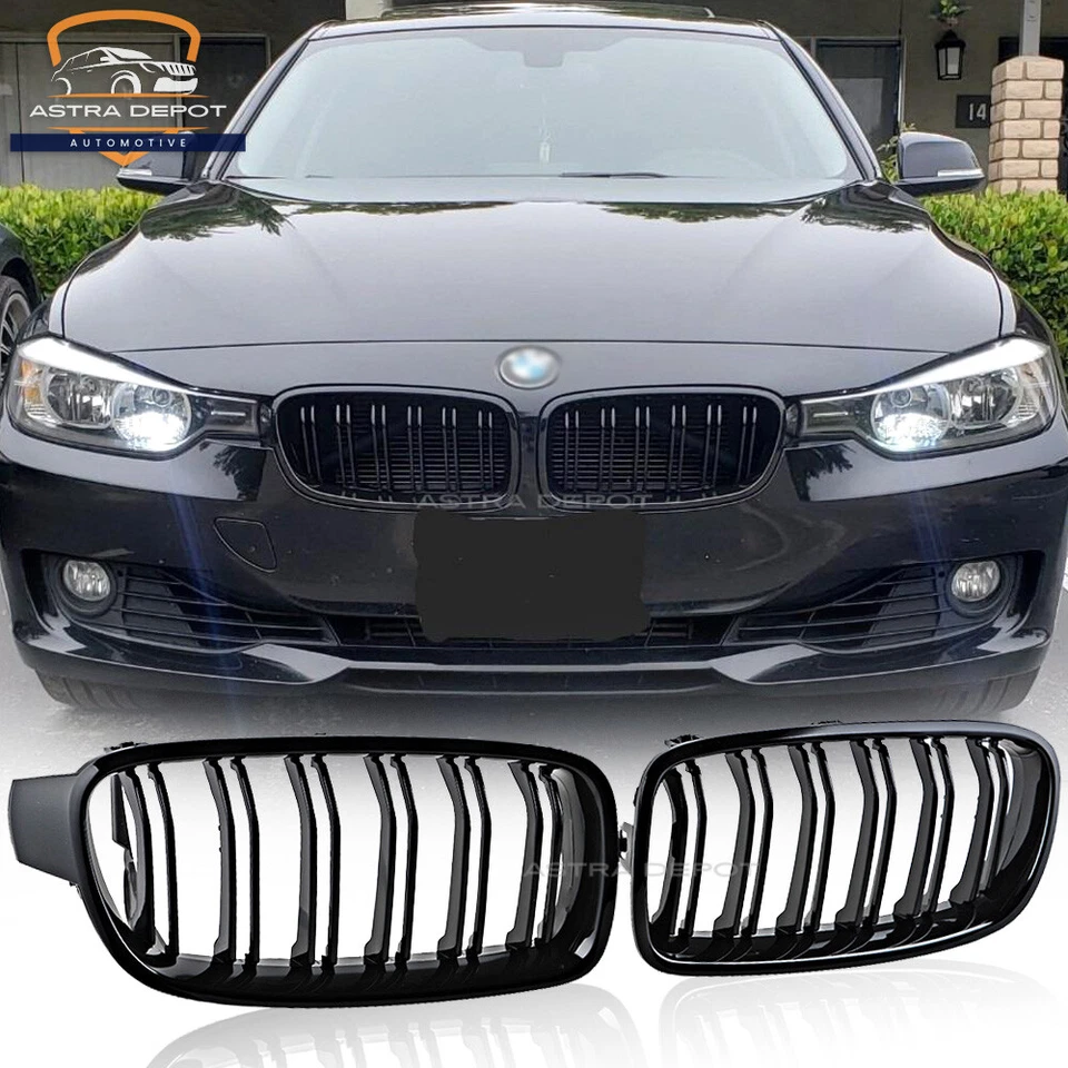Gloss Black For BMW F30 F31 2012-2018 3 Series Front Bumper Kidney Grille Grill Foto 1 de 4