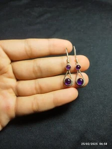Amethyst 925 Silver Earrings Elegant Jewelry Piece - Picture 1 of 6