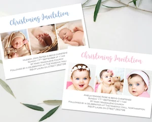 Personalised Christening Invitations Photo - Baptism/Communion/Naming - Girl/Boy - Picture 1 of 3