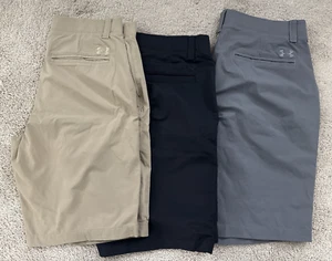 Lot of 3 Men's Under Armour 34 x 11" Golf / Dress Shorts EUC Navy Gray Khaki - Picture 1 of 15