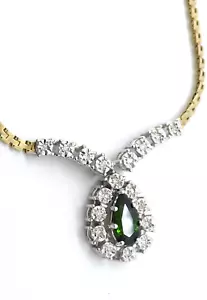 Halskette 585 GOLD 14 Karat Bicolor Collier Diamanten Chromdiopsid G0723/25 - Bild 1 von 11