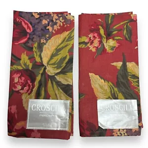 2pk New Croscill Serena Fabric Floral Cloth Cotton Napkins 20 X 20” Red - Picture 1 of 12
