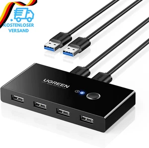 UGREEN USB Switch 2PC KVM USB Switch 2 in 4 Out Für Stabile Datenübertragung Ums - Bild 1 von 12