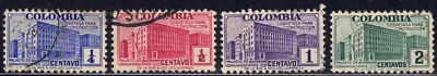 Colombia SC# RA8-RA11 1940 - Edificio de Correos y Telégrafos - 4 Diferentes - Usado Foto 1 de 2