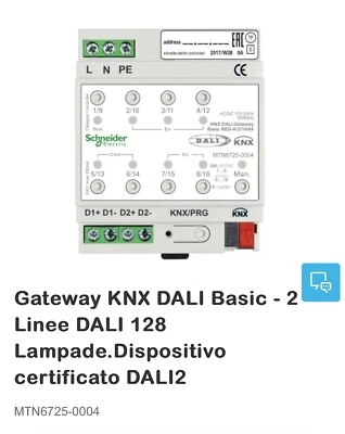 Gateway KNX DALI Basic - 2 Linee DALI 128 Lamp. Schneider Electric -MTN6725-0004 - Immagine 1 di 4