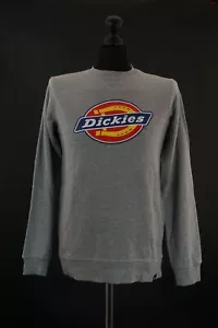 Dickies Men's Sweatshirt Sweater S GREY Light Motif Crew Neck + Cotton - Picture 1 of 5